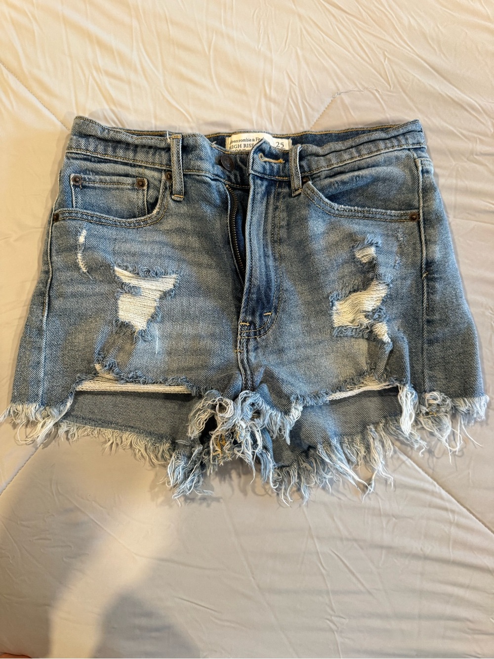 Abercrombie & Fitch Light Blue Ripped Denim Cutoff Shorts